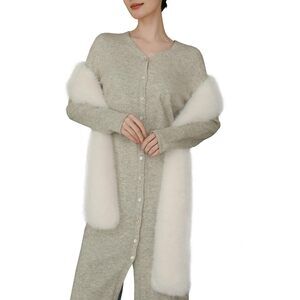 6889 71" X 6" Faux Fur Long Scarf For Women – Soft Plush Winter Wrap, Elegant